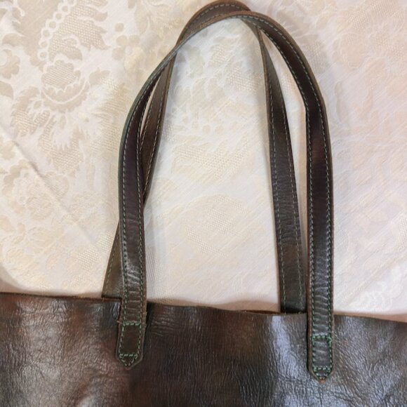 Floto Italian Leather Tote Green Patina Made in Tuscany - Picture 6 of 13